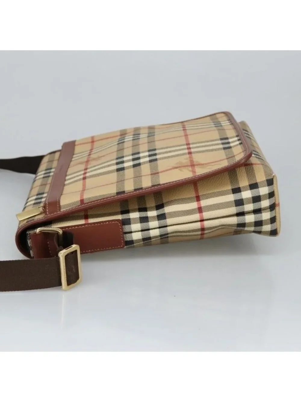 Authentic BURBERRY Nova Check Shoulder Bag PVC Beige Gold - Picture 11 of 16